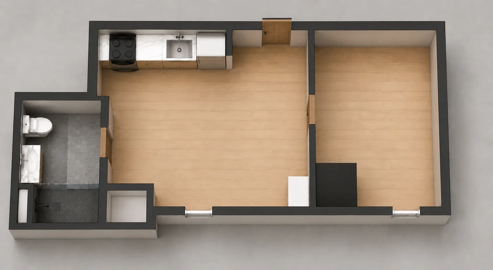 One Bedroom B4 floor plan — The Ranstead