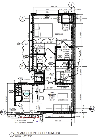 One Bedroom B3 floor plan — The Ranstead