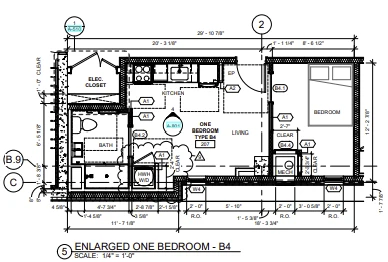 One Bedroom B4 floor plan — The Ranstead